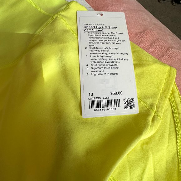 Lululemon neon yellow  high rise speed up HR short 2.5" lined. - Picture 2 of 4